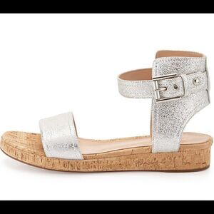 Gianvito Rossi designer cork sandals silver metallic 7.5